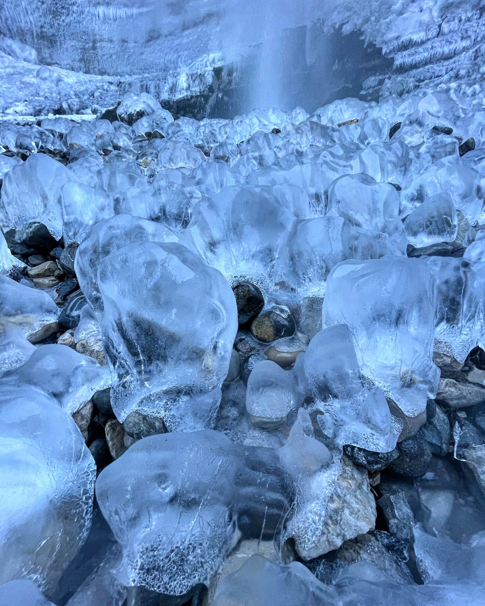 Ice cubes at the cascade