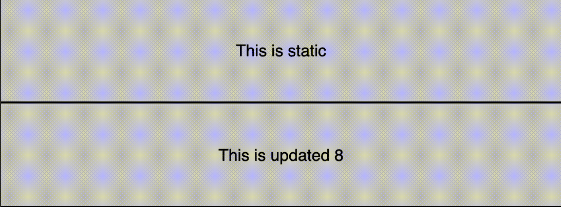 2 Divs, only the text node of the Dynamic one is updated